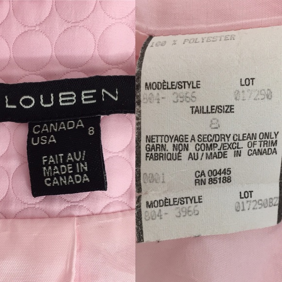 LOUBENS Quilted Lined Open Front Blazer Size 8 - Picture 7 of 8